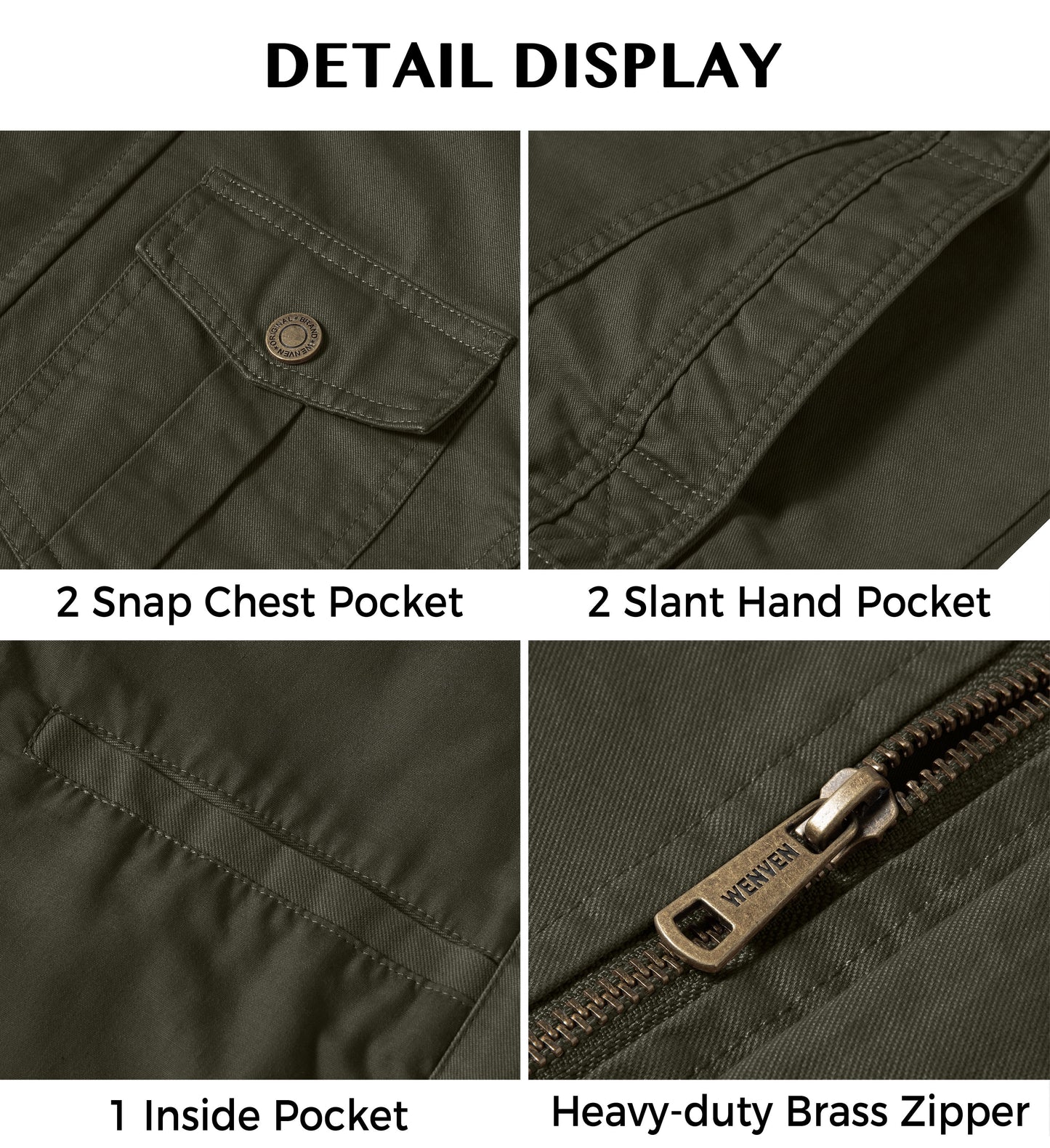 Men'S Spring Lightweight Cotton Work Jacket Windbreaker Utility Coat Green S