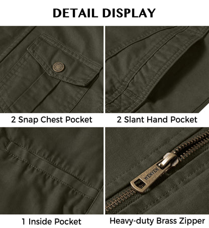 Men'S Spring Lightweight Cotton Work Jacket Windbreaker Utility Coat Green S