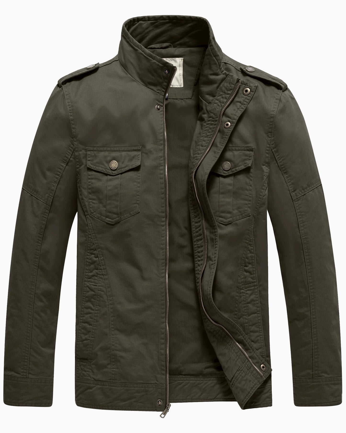 Men'S Spring Lightweight Cotton Work Jacket Windbreaker Utility Coat Green S