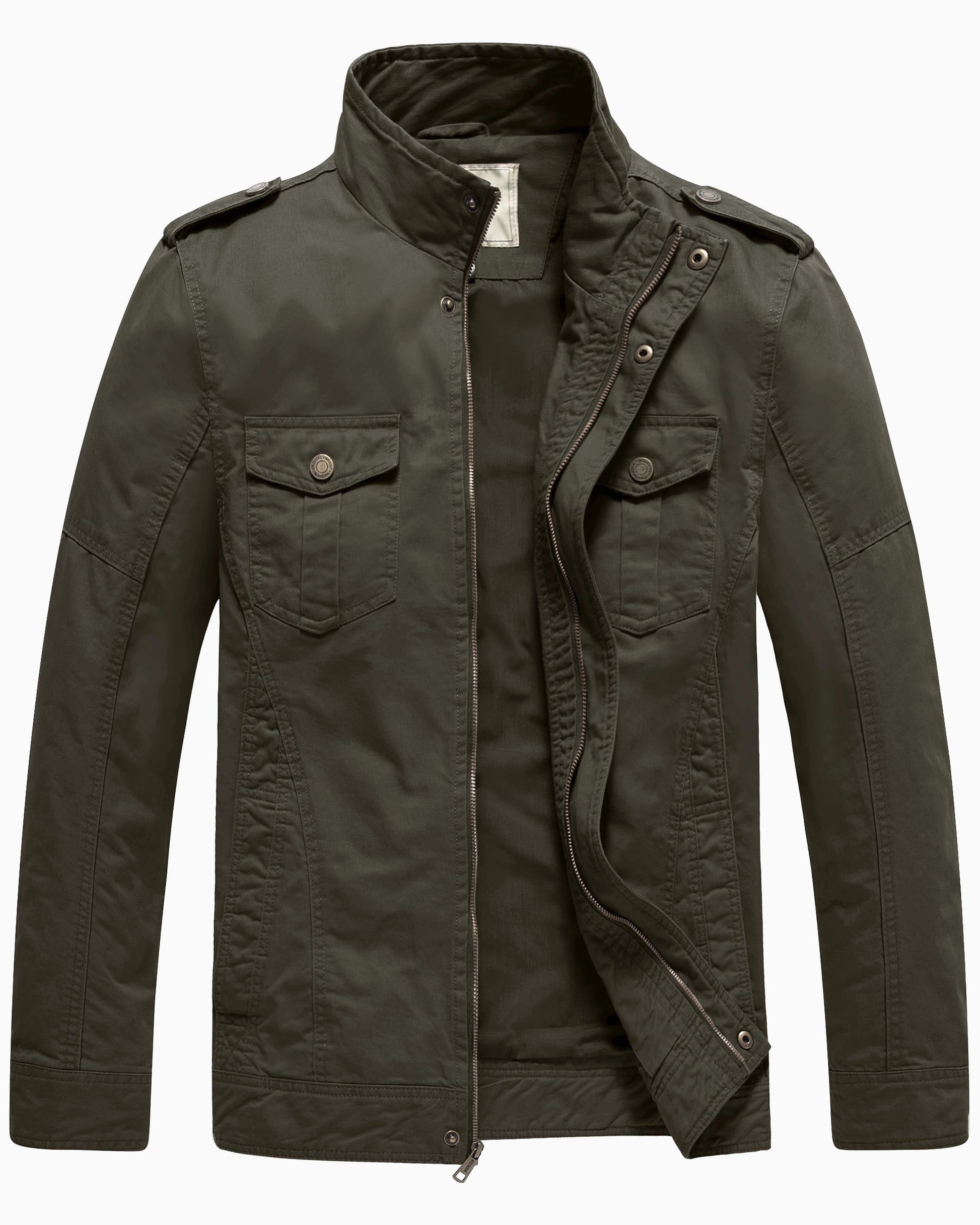 Men'S Spring Lightweight Cotton Work Jacket Windbreaker Utility Coat Green S