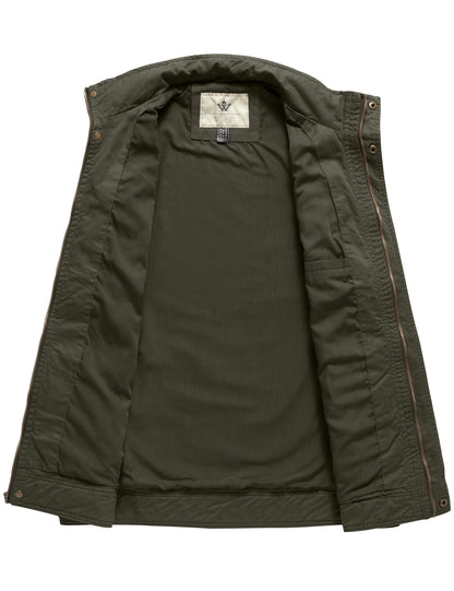 Men'S Spring Lightweight Cotton Work Jacket Windbreaker Utility Coat Green S