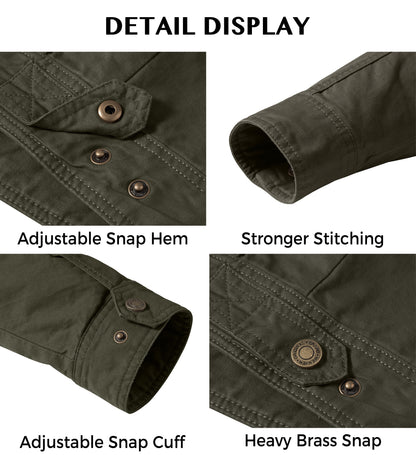 Men'S Spring Lightweight Cotton Work Jacket Windbreaker Utility Coat Green S