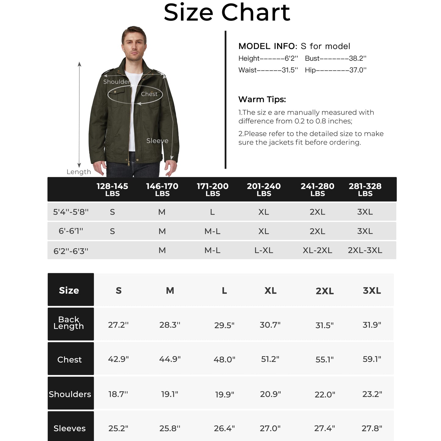 Men'S Spring Lightweight Cotton Work Jacket Windbreaker Utility Coat Green S